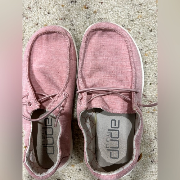 Girls kids youth Hey Dude pink linen cotton candy shoes Y2-3 - Picture 3 of 8